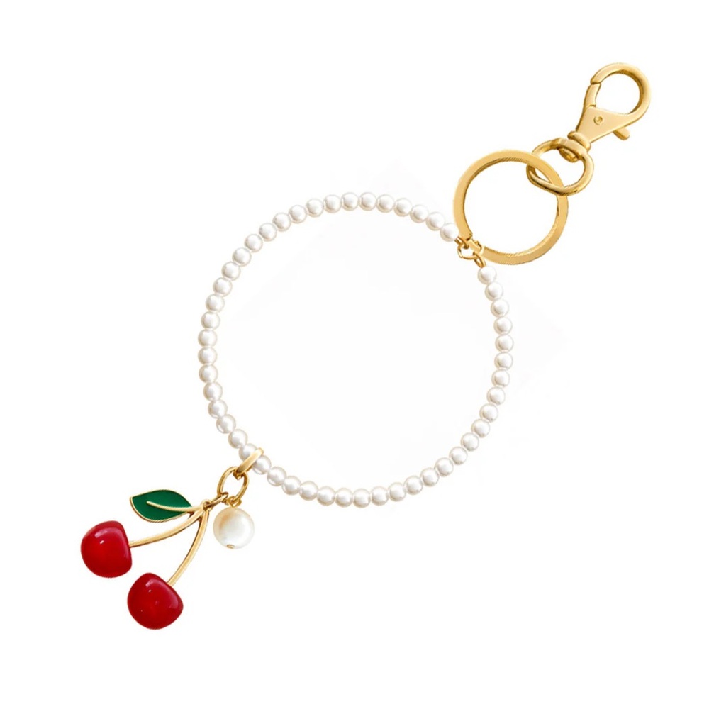 Elegant Pearl and Cherry Bag Charm